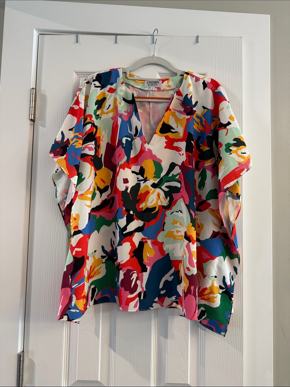 CROSBY Multicolor Floral V-Neck Blouse - intentional oversized design with flow